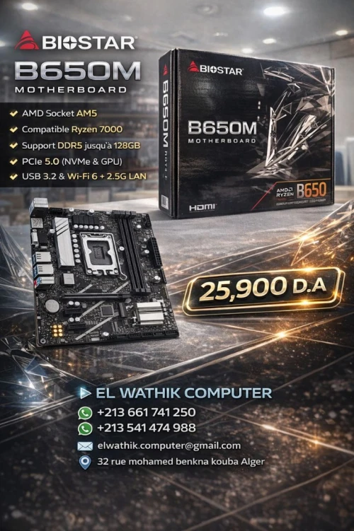 Carte mère BIOSTAR B650M AM5 DDR5 Ryzen 7000 /NEUF