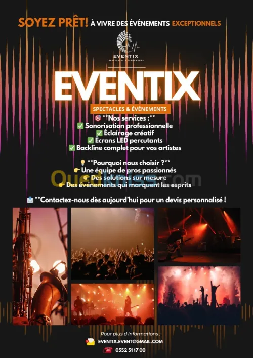 Sonorisation, éclairage, grand écran, backline 