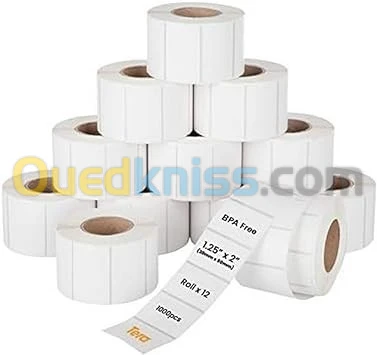 Etiquettes , Étiquette , Étiquettes, Rouleaux, thermique , destructibles , aluminium 