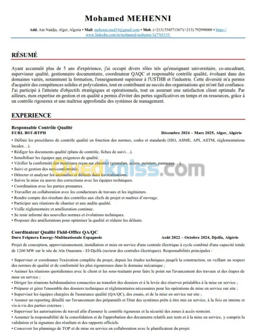 Coordinateur Projets