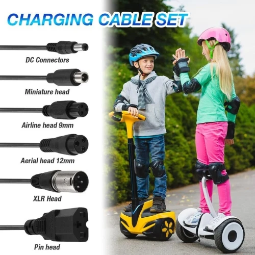 Chargeur Trottinette Electrique, Hoverboard, Scooter avec 6 Connecteurs  58.8V 3A/ 54.6V 3A