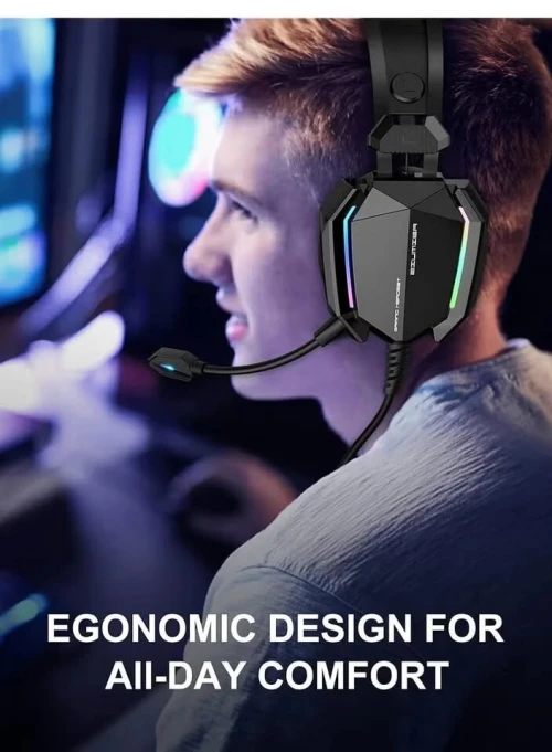 Casque gaming filaire YESIDO EK03 Éclairage LED 7 couleurs, Avec microphone, interface USBA + 3,5mm