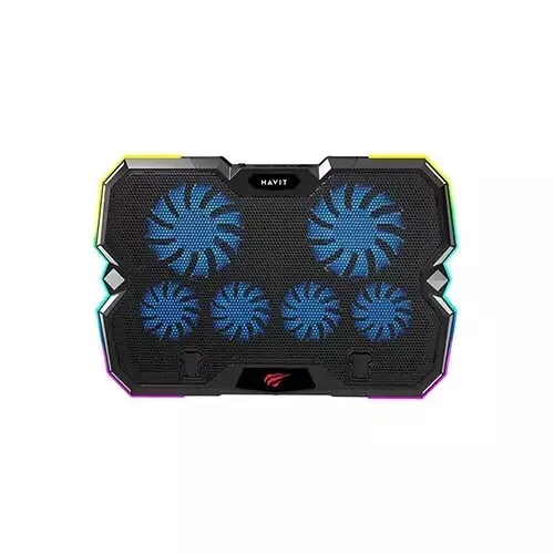 Refroidisseur pour laptop 15,6pouces Havit F2068 RGB à 6ventilateurs avec support pour téléphone