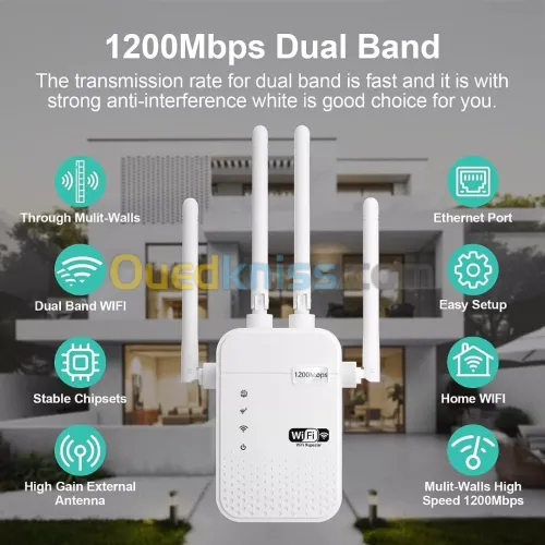 Répéteur Wifi AC1200Mbps N300 2.4 et 5G 4 antennes développement Signal Booster amplificateur