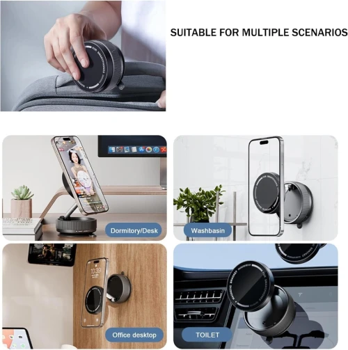 Support magnétique pour téléphone PH49/PH51/PH52 fixation par ventouse orientable à 360 pour voiture/bureau en détail et en gros