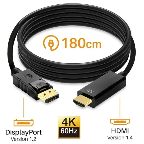 Cable Display Port vers HDMI , Vidéo Haute Définition, 1.80M