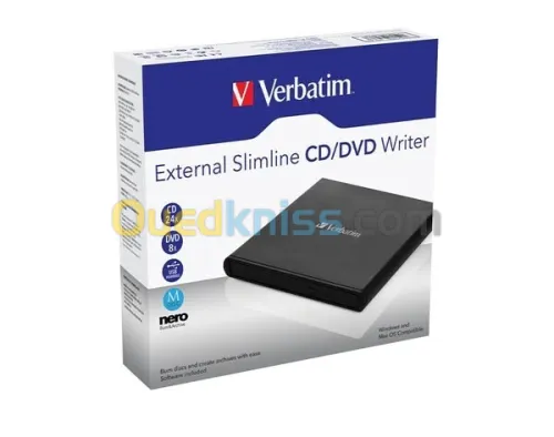 Verbatim Graveur CD DVD externe Slimline USB3.0 pour Windows 8/10/11 Mac OS X 10.6 ou supérieur