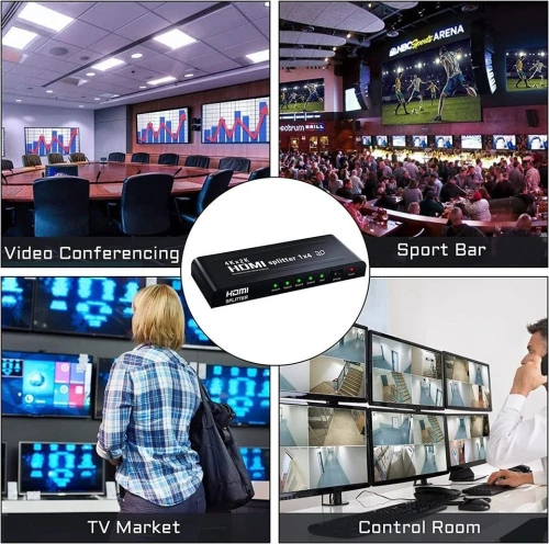 Splitter/répartiteur HDMI 1Entrée 4Sorties/1entrée 2 sorties Soutien 4K,Supporte PC Xbox HDTV DVD Écran Projecteur