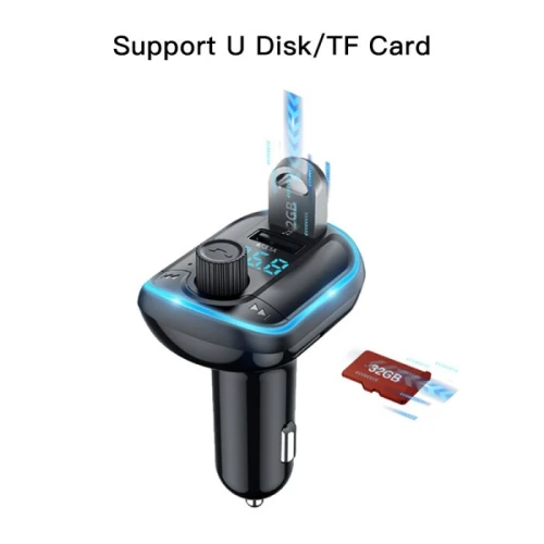 Lecteur MP3 Y44 avec Bluetooth, allume-cigare Chargeur de voiture 2ports USB.