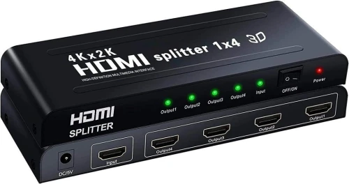 Splitter/répartiteur HDMI 1Entrée 4Sorties/1entrée 2 sorties Soutien 4K,Supporte PC Xbox HDTV DVD Écran Projecteur