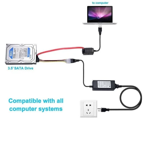 Câble de convertisseur adaptateur SATA/IDE vers USB2.0 pour disque dur 2.5/3.5 pouces