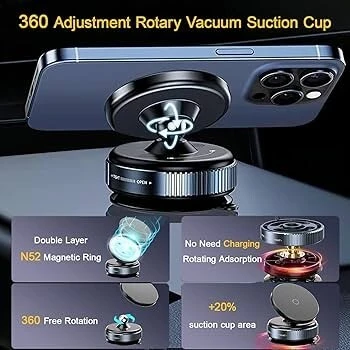Support magnétique pour téléphone PH49/PH51/PH52 fixation par ventouse orientable à 360 pour voiture/bureau en détail et en gros