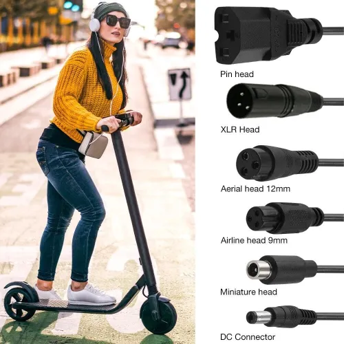 Chargeur Trottinette Electrique, Hoverboard, Scooter avec 6 Connecteurs 54.6V 3A