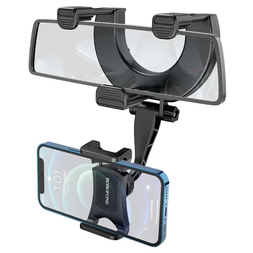 BOROFONE BH49 ,support de rétroviseur de voiture, pour téléphones portables de 4,5 à 7 pouces.