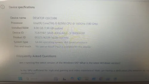 LAPTOP DELL INSPIRON 5570 I5 8GEN 15.6" 8GO 256GO SSD