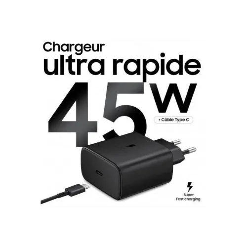 Chargeur Samsung Originale Ultra Rapide 45W USB-C Port /USB Type-C vers C Cable 5A/1.8m made in Vietnam