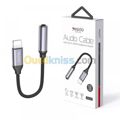 Câble audio Yesido Adaptateur Lightning vers casque 3,5 mm (YAU21)