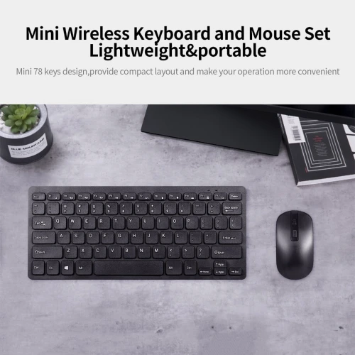Mini Clavier AZERTY et Souris KM901 Combo 2.4G Sans Fil 78 Touches