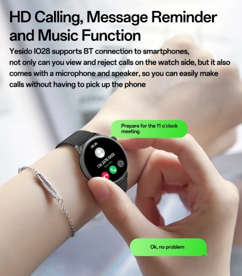 Montre Connectée Yesido IO28 HD Boîtier Alliage de Zinc, Appels Bluetooth & Double Bracelet Inclus
