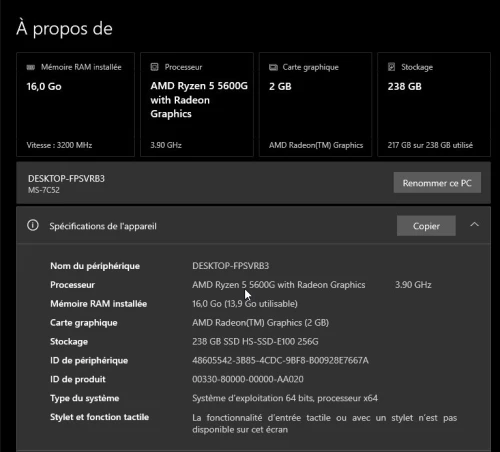PC Gamer AMD Ryzen 5 5600g 16Go