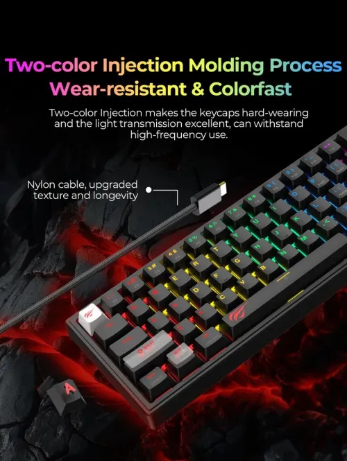 CLAVIER HAVIT GAMENOTE KB874L MECANIQUE 75% RED SWITCH RGB