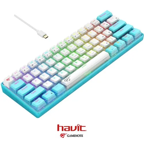 CLAVIER HAVIT GAMENOTE KB903L RGB MECANIQUE RED SWITCH BLUE WHITE
