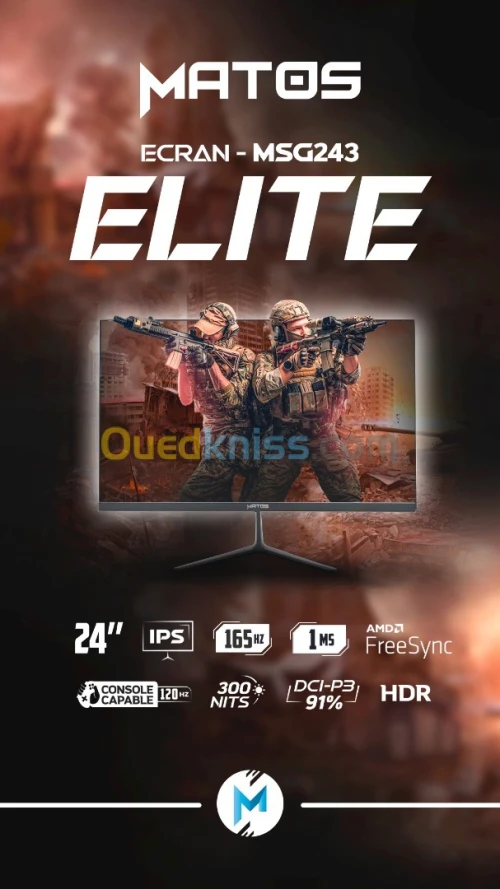ECRAN MATOS MSG243 ELITE 1MS 165HZ IPS 24"