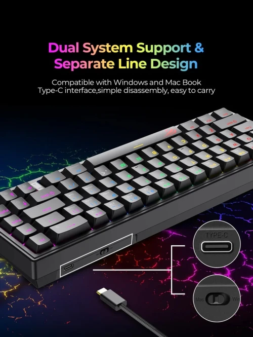 CLAVIER HAVIT GAMENOTE KB874L MECANIQUE 75% RED SWITCH RGB