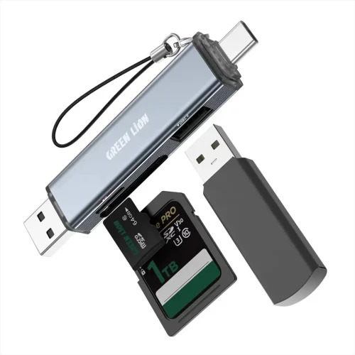 LECTEUR DE CARTE MEMOIRE GREEN LION 3 IN 1 USB A & USB C