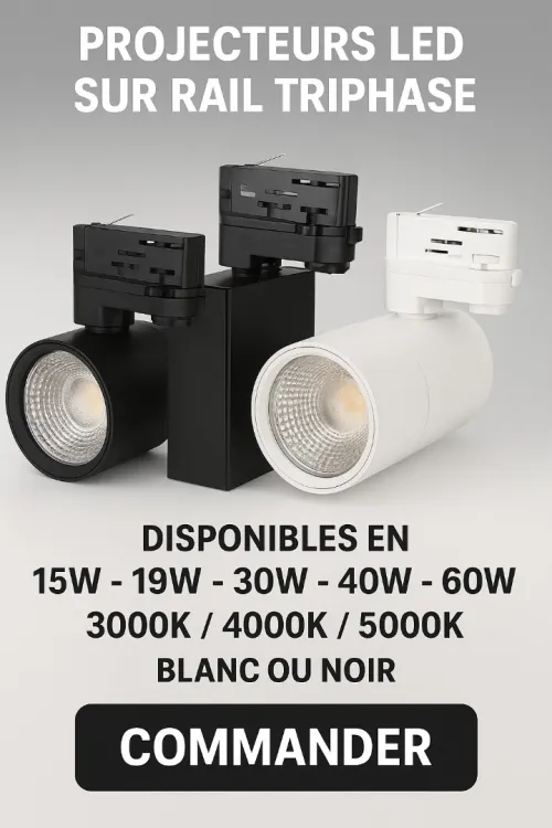 Projecteur led sur rail triphasé ( éclairage commercial )
