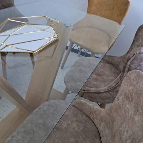 Ensemble salle à manger ( table à manger en verre trempé + 6 chaises )