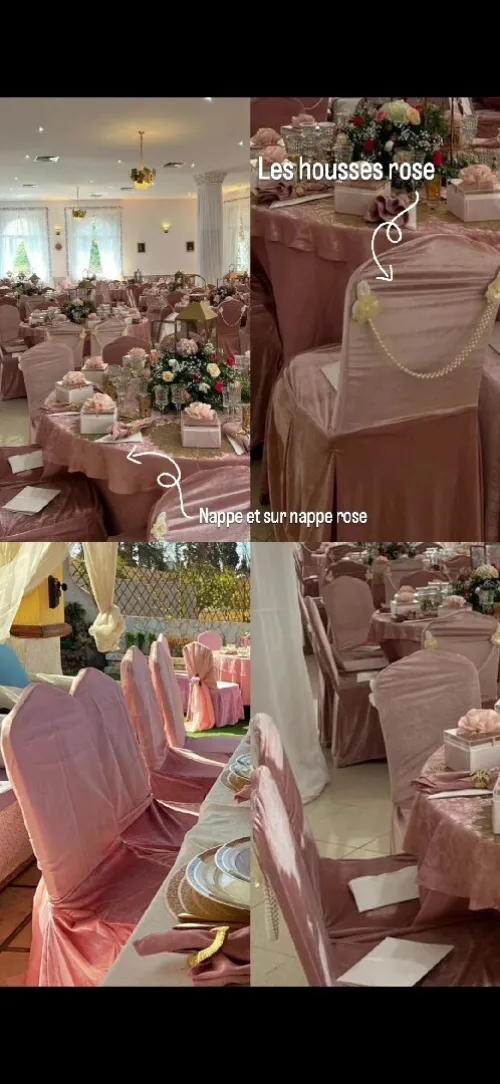Nappe rose bébé/rose foncé et sur nappe 