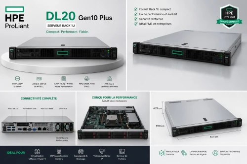 Serveur rack HPE ProLiant DL20 Gen10+  Intel Xeon E2314 16GB RAM  1TB HDD