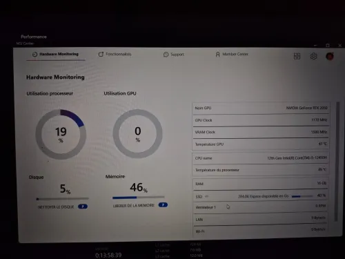 MSI Gaming Laptop  i5 12th Gen  RTX  16Go RAM  Excellent état
