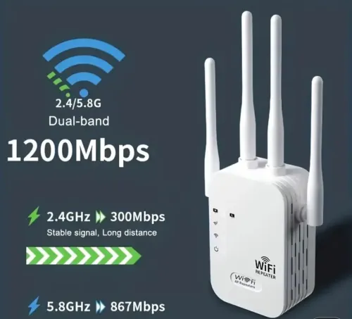 Amplificateur WiFi OURLIFE, 1200 Mbps double bande 2,4 et 5 GHz, couverture 360 degrés