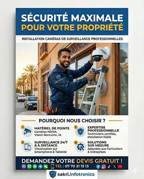 Installation Caméras de surveillance كاميرات المراقبة