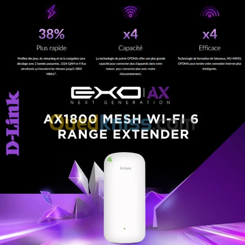 Répéteur D-LINK Wi-Fi 6 EXO AX1800 Mesh DAP-X1860