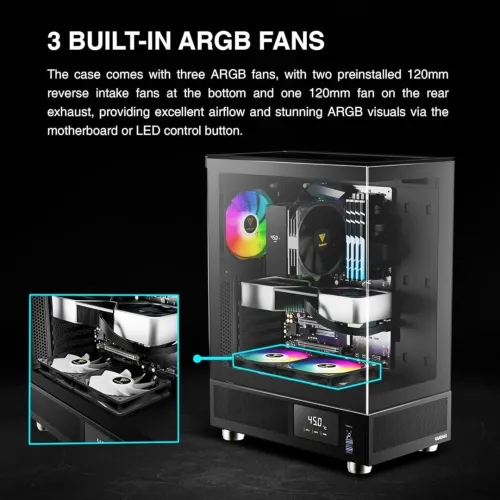 BOITIER ATX GAMDIAS ATLAS E1 BLACK 3 FANS ARGB
