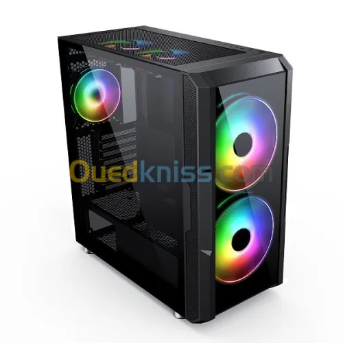 BOITIER HYBROK HACKER ARGB 140MM BLACK GLASS