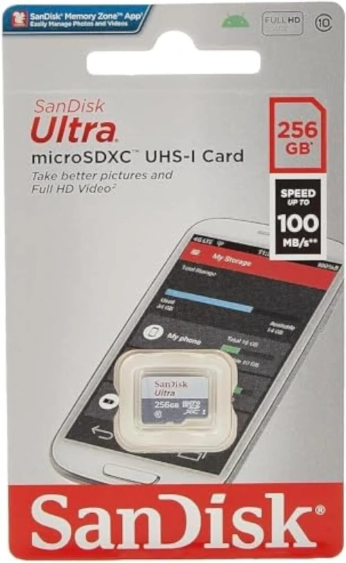 CARTE MEMOIRE SANDISK ULTRA 256GB MICRO SDXC UHS-I SPEED UP TO 100MB/S WITHOUT ADAPTER