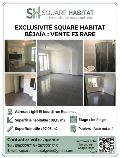 Vente Appartement F3 Béjaïa Bejaia