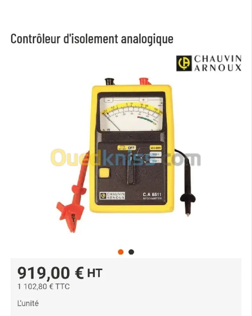 MEGOHMMETER Testeur Controleur  d isolement Chauvin Arnoux  Ca 6511