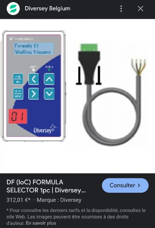 Panneau de commande Diversey pour la sélection des programmes de dosage|Dosage automatique 