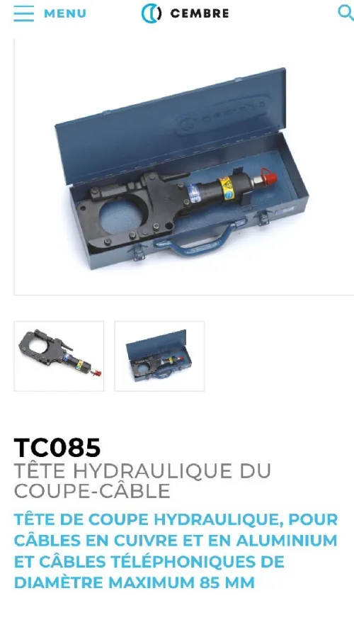 TETE DE COUPE CABLE HYDRAULIQUE CEMBRE TC085