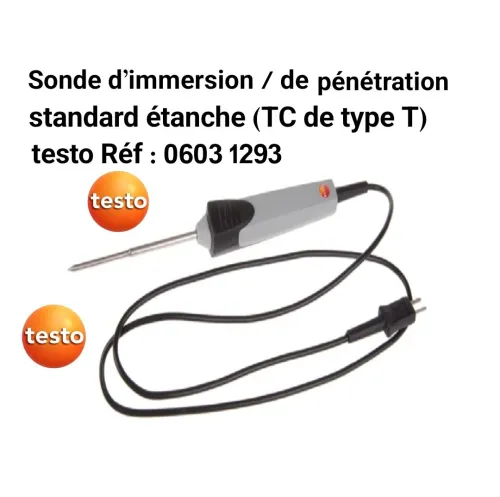 Sonde testo dimmersion de penetration standard etanche TC de type T Reference 0603 1293