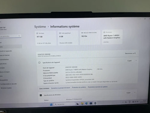 Asus TUF A15 GAMING RYZEN 7 4800H GTX1660 Ti 6GB 16GB 512GB 15.6 144HZ