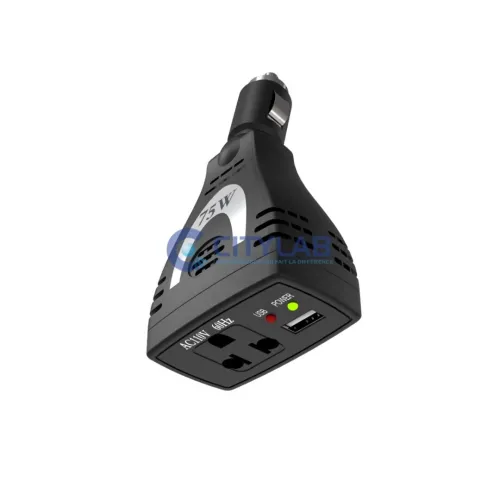 Transformateur de courant / CAR Inverter / Power inverter DC 12V - AC 220V Puissance: 75W