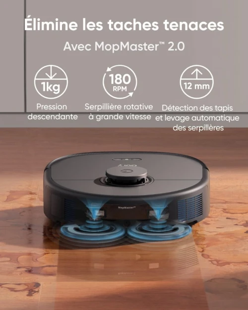 Eufy X10 Pro Omni Aspirateur Robot, 8 000 Pa, Lavage et Séchage Automatique des Patins, Système d'Autovidage, Autoremplissage,Relevage automatique des serpillières sur les tapis