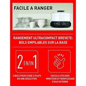 Cuiseur vapeur Seb 3 paniers 800w- 9L - vc204800