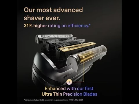 Rasoir électrique Braun Series 9 Pro+ 9600s Autonomie 60 min- Rasage humide - Braun OptiFoil - 5+1 technologie- charge rapide